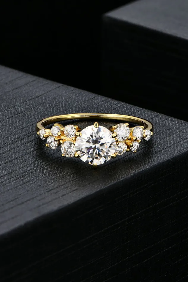 Rings 1 Carat Moissanite 925 Sterling Silver Ring Trendsi