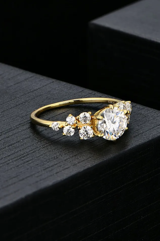 Rings 1 Carat Moissanite 925 Sterling Silver Ring Trendsi