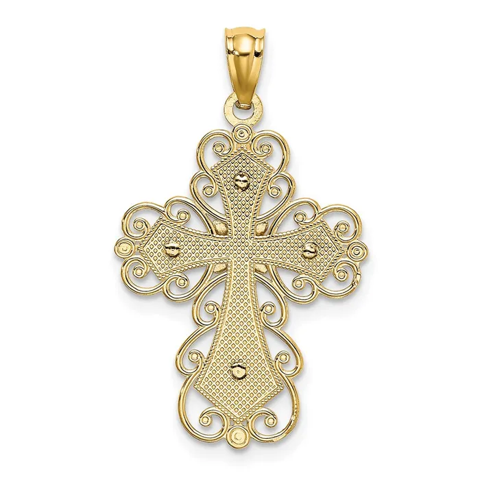 Rings 14k Twotone 18 mm Twotone Gold Polished 2 Level Filigree Cross Pendant 137 grams Qgold Rings 14k Twotone 18 mm Twotone Gold Polished 2 Level Filigree Cross Pendant 137 grams Qgold