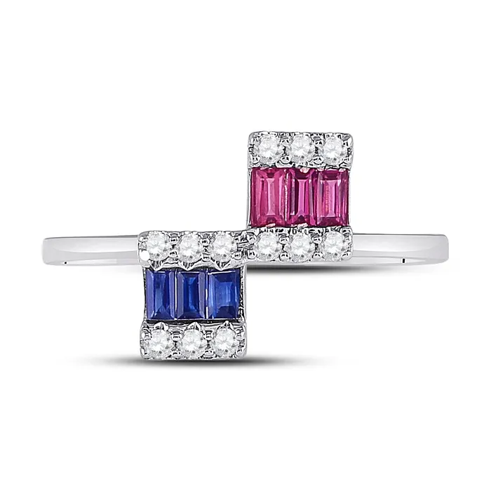 Rings 14Kt White Gold Womens Baguette Blue Sapphire Modern Fashion Ring 12 Cttw 241 grams GND Rings 14Kt White Gold Womens Baguette Blue Sapphire Modern Fashion Ring 12 Cttw 241 grams GND