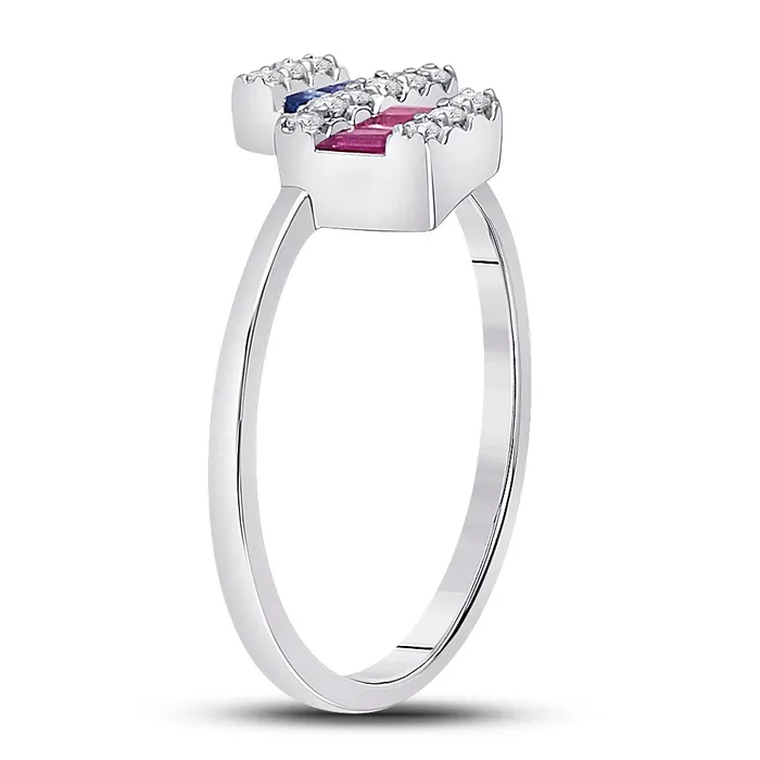 Rings 14Kt White Gold Womens Baguette Blue Sapphire Modern Fashion Ring 12 Cttw 241 grams GND Rings 14Kt White Gold Womens Baguette Blue Sapphire Modern Fashion Ring 12 Cttw 241 grams GND
