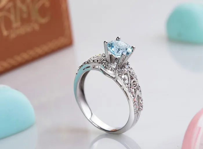 Rings AME Jewellery 6mm Swiss Blue Topaz Ring in Sterling Silver