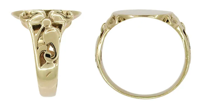 Rings Antique Jewelry Mall Antique Art Nouveau Signet Ring in 10 Karat Gold