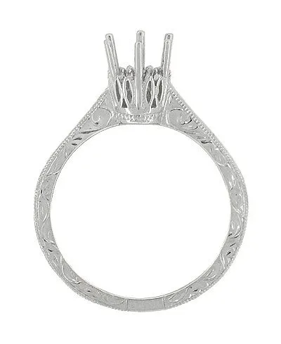 Rings Antique Jewelry Mall Art Deco 13 Carat Crown Filigree Scrolls Engagement Ring Setting in 14K or 18K White Gold Rings Antique Jewelry Mall Art Deco 13 Carat Crown Filigree Scrolls Engagement Ring Setting in 14K or 18K White Gold