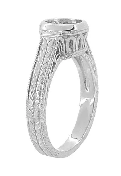 Rings Antique Jewelry Mall Art Deco 1 to 125 Carat Filigree Engraved Wheat Halo Bezel Engagement Ring Setting in White Gold Low Profile Rings Antique Jewelry Mall Art Deco 1 to 125 Carat Filigree Engraved Wheat Halo Bezel Engagement Ring Setting in White Gold Low Profile