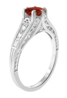 Rings Antique Jewelry Mall Art Deco Almandine Garnet and Diamond Filigree Artisan Engagement Ring in 14 Karat White Gold Rings Antique Jewelry Mall Art Deco Almandine Garnet and Diamond Filigree Artisan Engagement Ring in 14 Karat White Gold