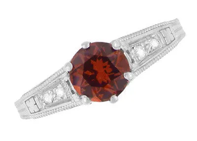 Rings Antique Jewelry Mall Art Deco Almandine Garnet and Diamond Filigree Artisan Engagement Ring in 14 Karat White Gold Rings Antique Jewelry Mall Art Deco Almandine Garnet and Diamond Filigree Artisan Engagement Ring in 14 Karat White Gold