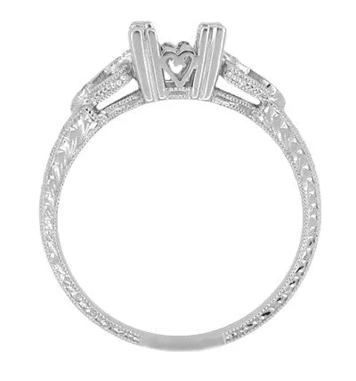 Rings Antique Jewelry Mall Art Deco Antique Style Loving Hearts Engraved Engagement Ring Mounting for a 1 Carat Round or Princess Cut Diamond in White Gold 14K or 18K Rings Antique Jewelry Mall Art Deco Antique Style Loving Hearts Engraved Engagement Ring Mounting for a 1 Carat Round or Princess Cut Diamond in White Gold 14K or 18K