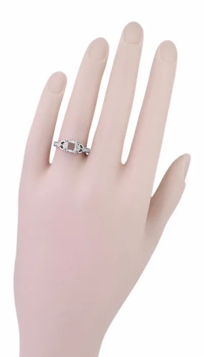 Rings Antique Jewelry Mall Art Deco Antique Style Loving Hearts Engraved Engagement Ring Mounting for a 1 Carat Round or Princess Cut Diamond in White Gold 14K or 18K Rings Antique Jewelry Mall Art Deco Antique Style Loving Hearts Engraved Engagement Ring Mounting for a 1 Carat Round or Princess Cut Diamond in White Gold 14K or 18K