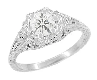 Rings Antique Jewelry Mall Art Deco Filigree Flowers White Topaz Promise Ring in Sterling Silver Rings Antique Jewelry Mall Art Deco Filigree Flowers White Topaz Promise Ring in Sterling Silver