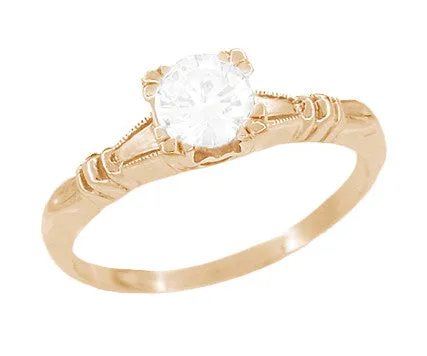 Rings Antique Jewelry Mall Art Deco Hearts and Clovers 12 Carat Diamond Engagement Ring in 14 Karat Rose Pink Gold Rings Antique Jewelry Mall Art Deco Hearts and Clovers 12 Carat Diamond Engagement Ring in 14 Karat Rose Pink Gold