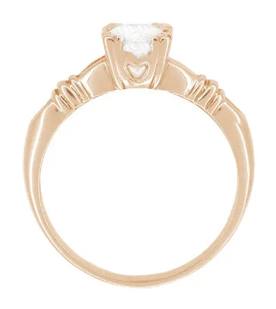 Rings Antique Jewelry Mall Art Deco Hearts and Clovers 12 Carat Diamond Engagement Ring in 14 Karat Rose Pink Gold Rings Antique Jewelry Mall Art Deco Hearts and Clovers 12 Carat Diamond Engagement Ring in 14 Karat Rose Pink Gold