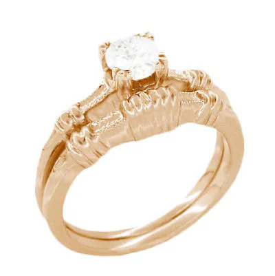 Rings Antique Jewelry Mall Art Deco Hearts and Clovers 12 Carat Diamond Engagement Ring in 14 Karat Rose Pink Gold Rings Antique Jewelry Mall Art Deco Hearts and Clovers 12 Carat Diamond Engagement Ring in 14 Karat Rose Pink Gold