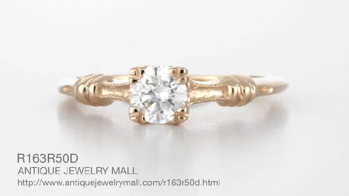 Rings Antique Jewelry Mall Art Deco Hearts and Clovers 12 Carat Diamond Engagement Ring in 14 Karat Rose Pink Gold Rings Antique Jewelry Mall Art Deco Hearts and Clovers 12 Carat Diamond Engagement Ring in 14 Karat Rose Pink Gold