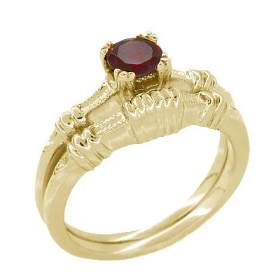 Rings Antique Jewelry Mall Art Deco Hearts and Clovers Almandine Garnet Engagement Ring in 14 Karat Yellow Gold Rings Antique Jewelry Mall Art Deco Hearts and Clovers Almandine Garnet Engagement Ring in 14 Karat Yellow Gold