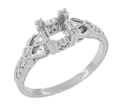 Rings Antique Jewelry Mall Art Deco Loving Hearts 12 Carat Diamond Engraved Antique Design Platinum Engagement Ring Setting Rings Antique Jewelry Mall Art Deco Loving Hearts 12 Carat Diamond Engraved Antique Design Platinum Engagement Ring Setting