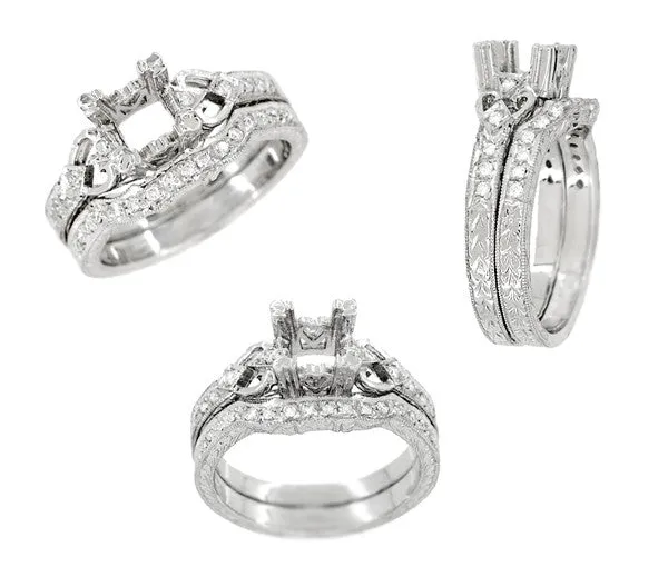 Rings Antique Jewelry Mall Art Deco Loving Hearts 12 Carat Diamond Engraved Antique Design Platinum Engagement Ring Setting Rings Antique Jewelry Mall Art Deco Loving Hearts 12 Carat Diamond Engraved Antique Design Platinum Engagement Ring Setting