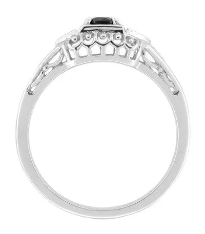 Rings Antique Jewelry Mall Art Deco Vintage Style Black Diamond Promise Ring in Sterling Silver Rings Antique Jewelry Mall Art Deco Vintage Style Black Diamond Promise Ring in Sterling Silver