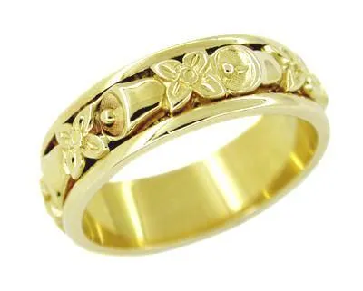 Rings Antique Jewelry Mall Bells and Flowers Wedding Band in 14 Karat Gold