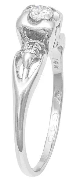 Rings Antique Jewelry Mall Clare 1940s Filigree Retro Moderne Vintage Diamond Engagement Ring in 14 Karat White Gold Rings Antique Jewelry Mall Clare 1940s Filigree Retro Moderne Vintage Diamond Engagement Ring in 14 Karat White Gold