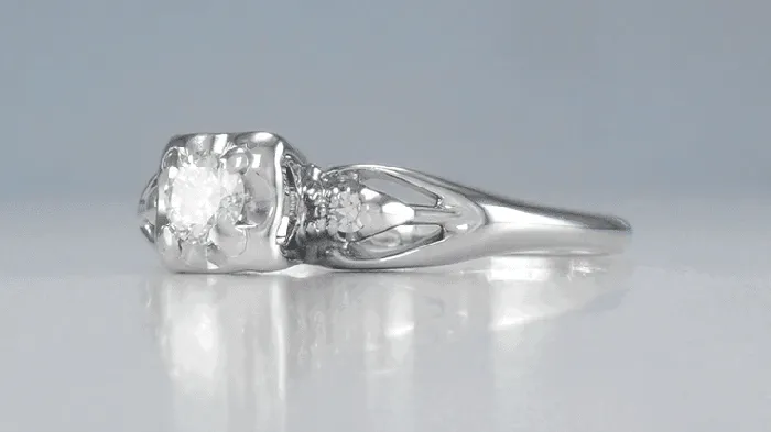 Rings Antique Jewelry Mall Clare 1940s Filigree Retro Moderne Vintage Diamond Engagement Ring in 14 Karat White Gold Rings Antique Jewelry Mall Clare 1940s Filigree Retro Moderne Vintage Diamond Engagement Ring in 14 Karat White Gold