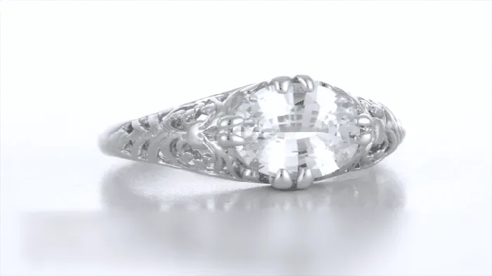 Rings Antique Jewelry Mall Edwardian Filigree 115 Ct East West Oval White Topaz Promise Ring in Sterling Silver Rings Antique Jewelry Mall Edwardian Filigree 115 Ct East West Oval White Topaz Promise Ring in Sterling Silver