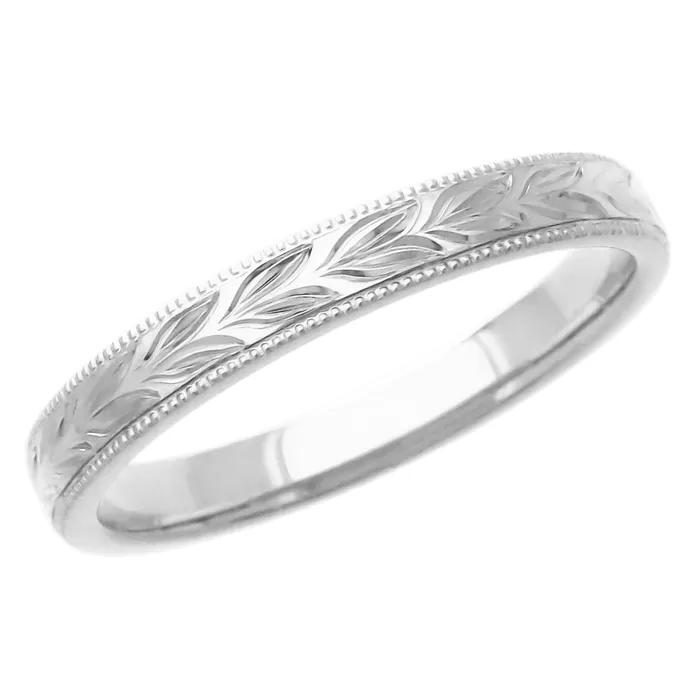 Rings Antique Jewelry Mall Platinum Antique Inspired Art Deco Hand Engraved Hawaiian Maile Leaves Wedding Ring Rings Antique Jewelry Mall Platinum Antique Inspired Art Deco Hand Engraved Hawaiian Maile Leaves Wedding Ring
