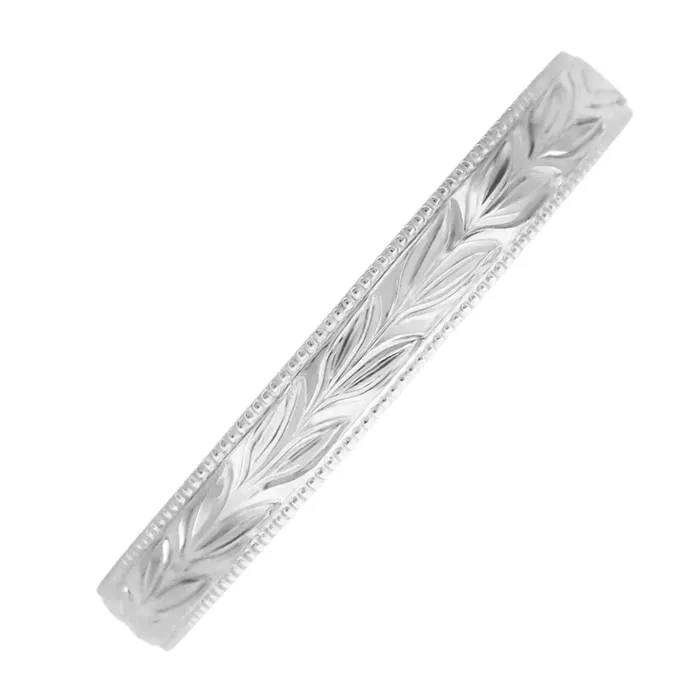 Rings Antique Jewelry Mall Platinum Antique Inspired Art Deco Hand Engraved Hawaiian Maile Leaves Wedding Ring Rings Antique Jewelry Mall Platinum Antique Inspired Art Deco Hand Engraved Hawaiian Maile Leaves Wedding Ring