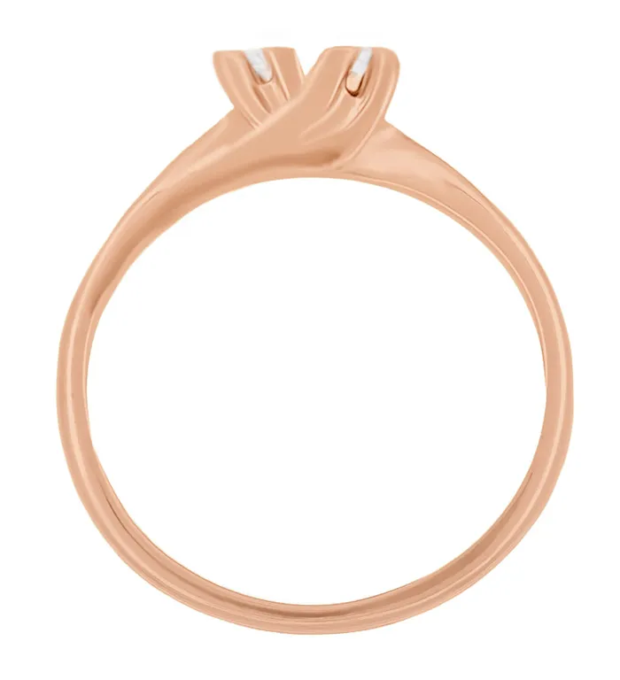 Rings Antique Jewelry Mall Rose Gold 1950s Mid Century Modern Bypass Diamond Promise Ring Rings Antique Jewelry Mall Rose Gold 1950s Mid Century Modern Bypass Diamond Promise Ring