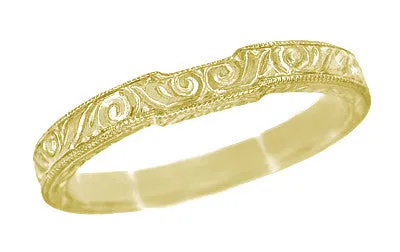 Rings Antique Jewelry Mall Yellow Gold Art Deco Contoured Engraved Scrolls Wedding Band Rings Antique Jewelry Mall Yellow Gold Art Deco Contoured Engraved Scrolls Wedding Band
