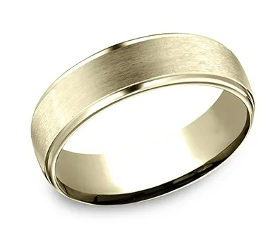 Rings Benchmark 65mm 14k Gold Comfort Fit Wedding Band with Satin Center Benchmark Rings Benchmark 65mm 14k Gold Comfort Fit Wedding Band with Satin Center Benchmark
