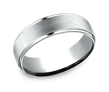 Rings Benchmark 65mm 14k Gold Comfort Fit Wedding Band with Satin Center Benchmark