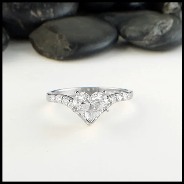 Rings Chevron Heart Diamond Ring Walker Metalsmiths