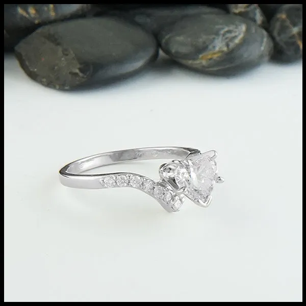 Rings Chevron Heart Diamond Ring Walker Metalsmiths