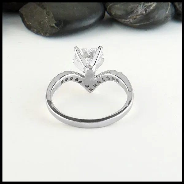 Rings Chevron Heart Diamond Ring Walker Metalsmiths