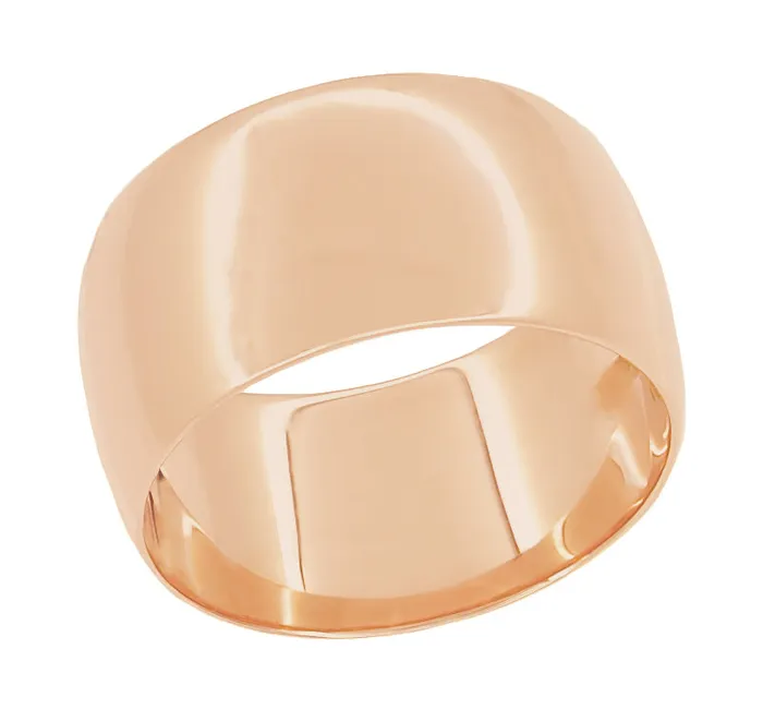 Rings Classic 14K Rose Gold 10mm Wide Wedding Band Ring Pink Gold Antique Jewelry Mall Rings Classic 14K Rose Gold 10mm Wide Wedding Band Ring Pink Gold Antique Jewelry Mall