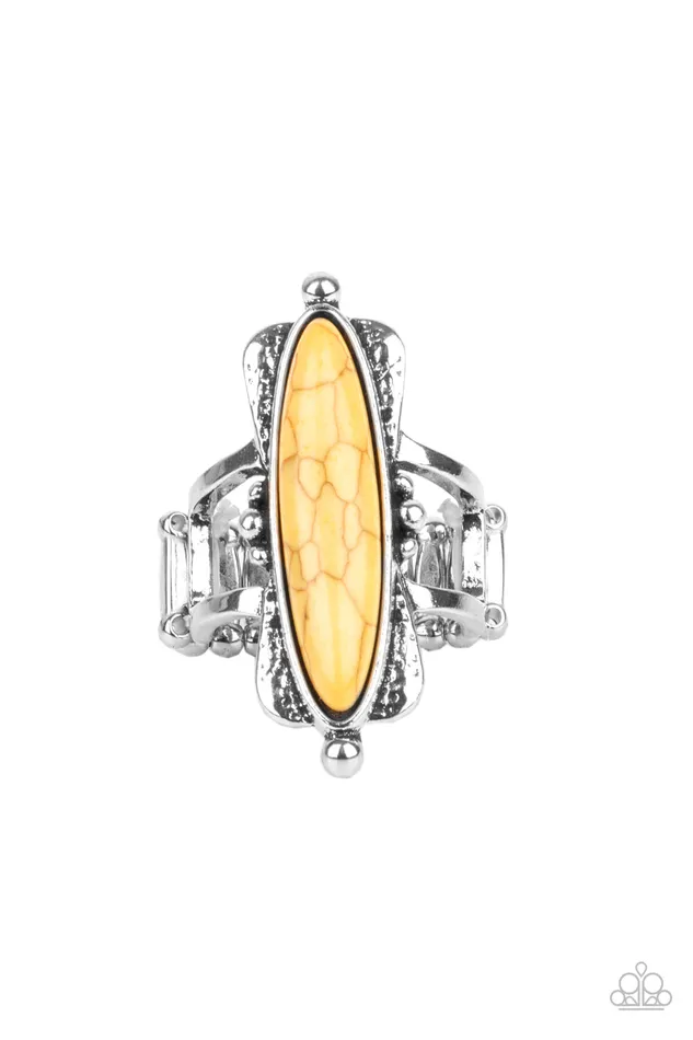 Rings Cottage Craft Yellow Cracked Stone Silver Ring Paparazzi Paparazzi Accessories Rings Cottage Craft Yellow Cracked Stone Silver Ring Paparazzi Paparazzi Accessories