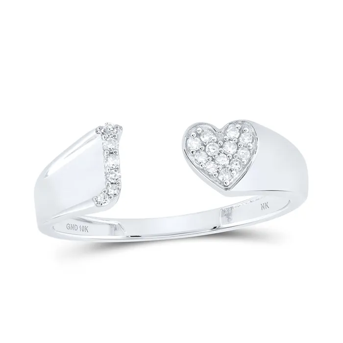 Rings GND 112CtwDia Nk Gift Initial J Ladies Heart Ring 155 grams