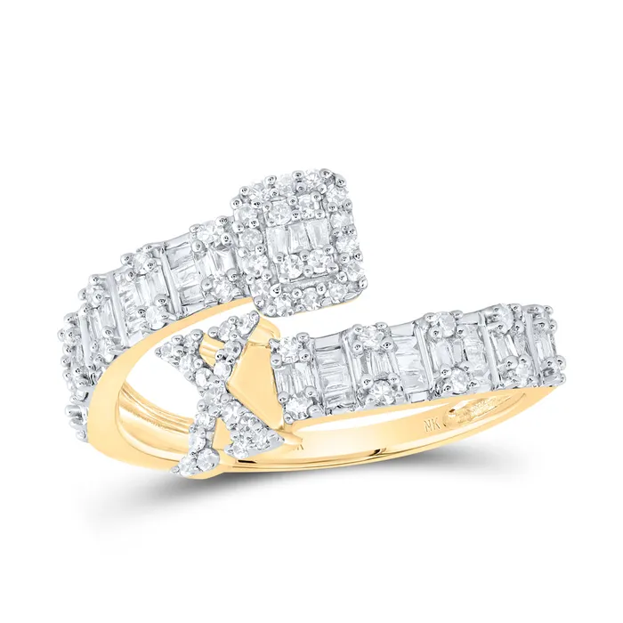 Rings GND 12CtwNat Dia Nk Fashion Initial X Ladies Cuff Ring 223 grams