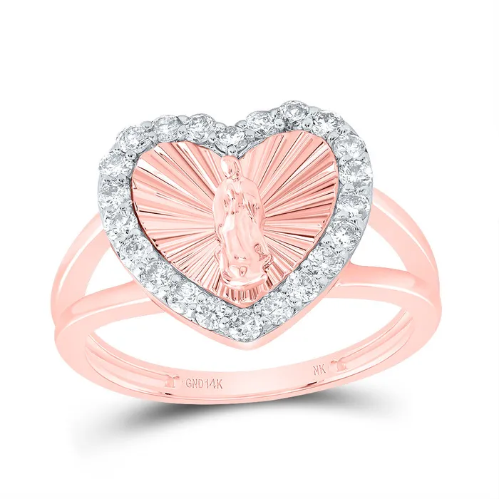 Rings GND 12CtwNat Dia Nk Virgin Mother Mary Heart Ladies Ring 357 grams Rings GND 12CtwNat Dia Nk Virgin Mother Mary Heart Ladies Ring 357 grams