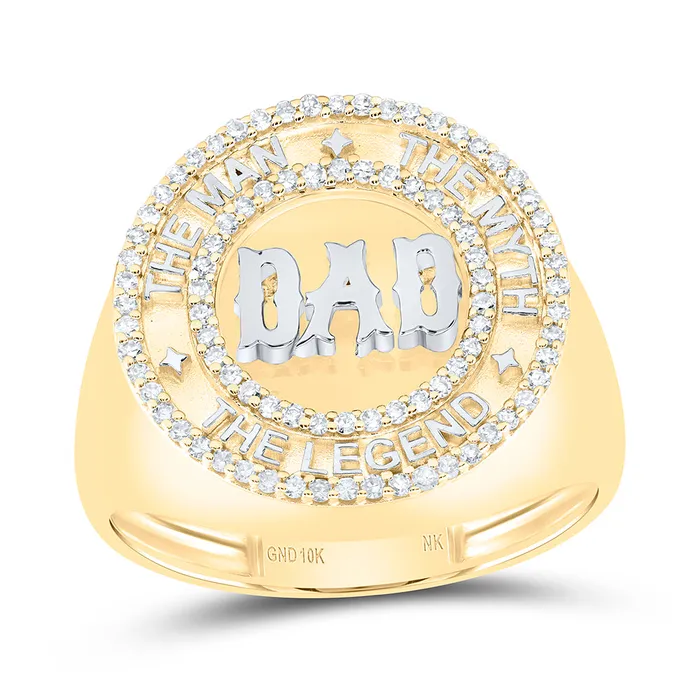 Rings GND 13CtwNat Dia Nk Dad Mens Ring 641 grams