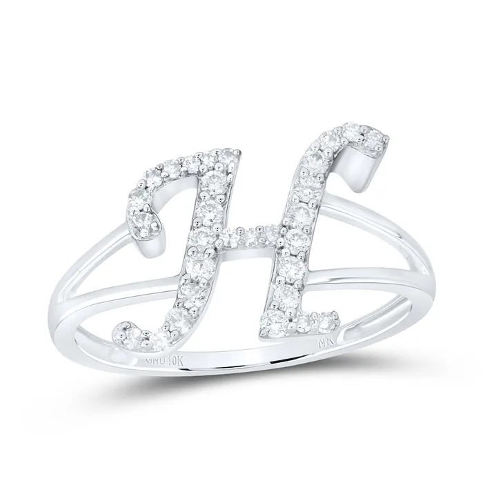 Rings GND 14CtwNat Dia Nk Gift Initial H Ladies Ring 173 grams