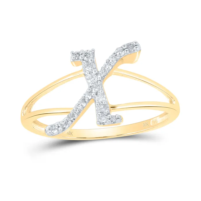 Rings GND 16CtwNat Dia Nk Gift Initial X Ladies Ring 131 grams