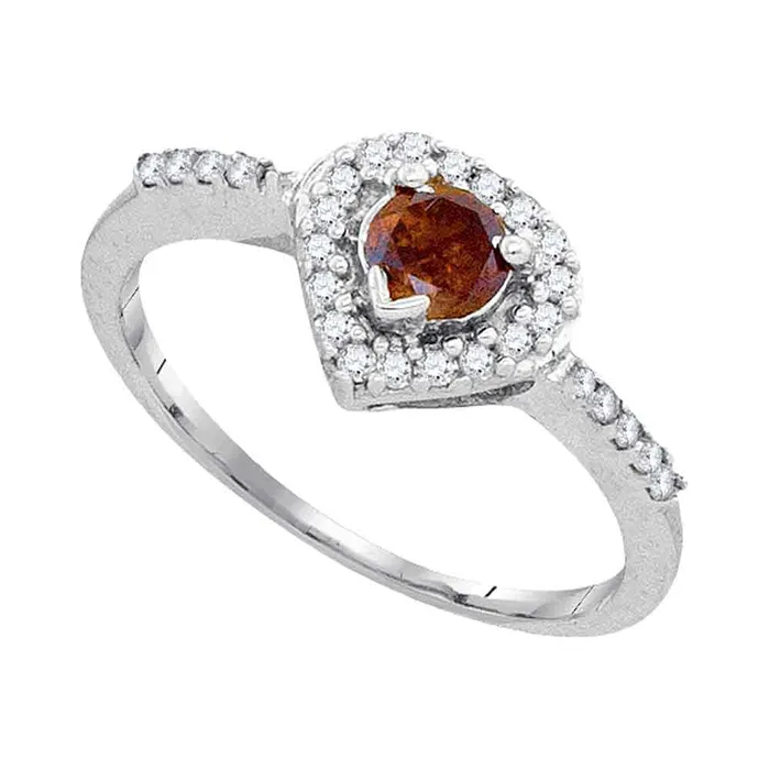 Rings GND 10Kt White Gold 12CtwDia Natural Brown Heart Ring 209 grams
