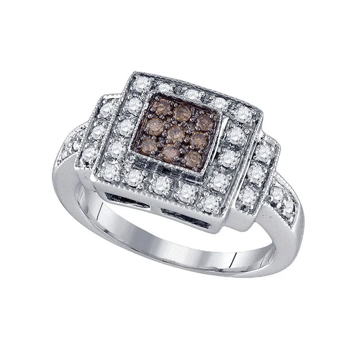 Rings GND 10Kt White Gold 12CtwDia Natural Brown Ring 524 grams