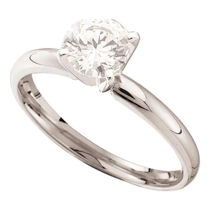 Rings GND 14Kt White Gold 14CtwDia ExceRound Solitaire Ring 163 grams