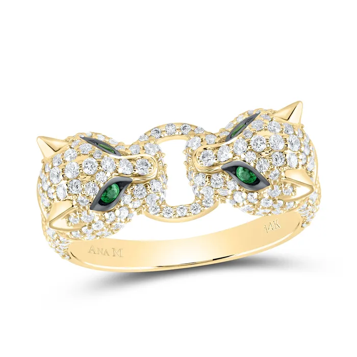 Rings GND 1CtwDia Ana M 006Ctw EmRd Nat Gem Ladies Leopard Ring 416 grams Rings GND 1CtwDia Ana M 006Ctw EmRd Nat Gem Ladies Leopard Ring 416 grams