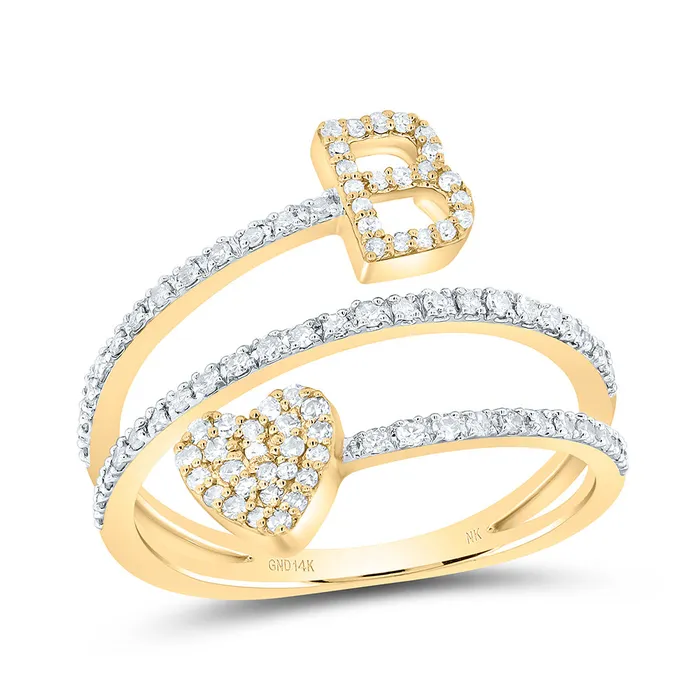 Rings GND 38CtwNat Dia Nk Gift Initial B Heart Ladies Ring 278 grams