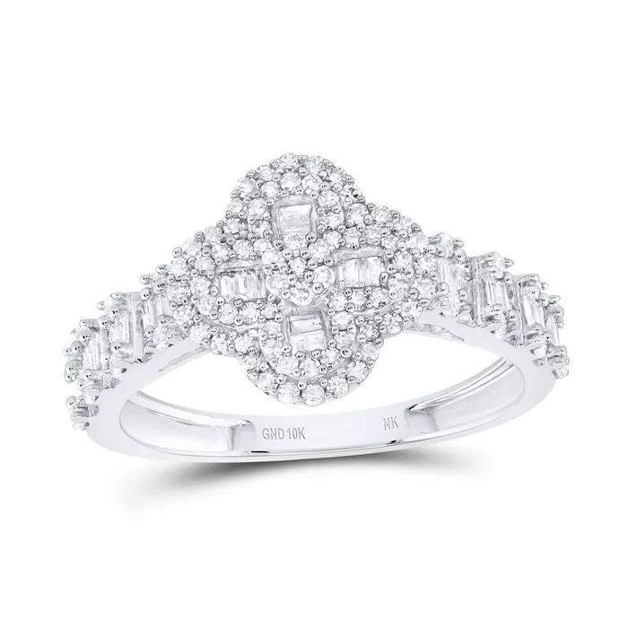 Rings GND 58CtwNat Dia Nk Fashion Clover Ladies Ring 26 grams