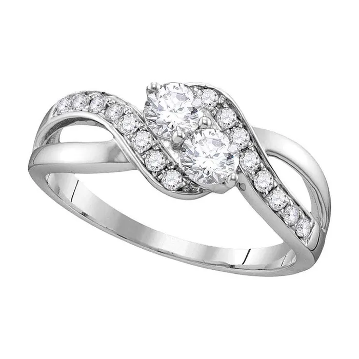 Rings GND Gold 2stone Bridal Wedding Engagement Ring 58 Cttw Round Natural Diamond Womens 205 grams Rings GND Gold 2stone Bridal Wedding Engagement Ring 58 Cttw Round Natural Diamond Womens 205 grams